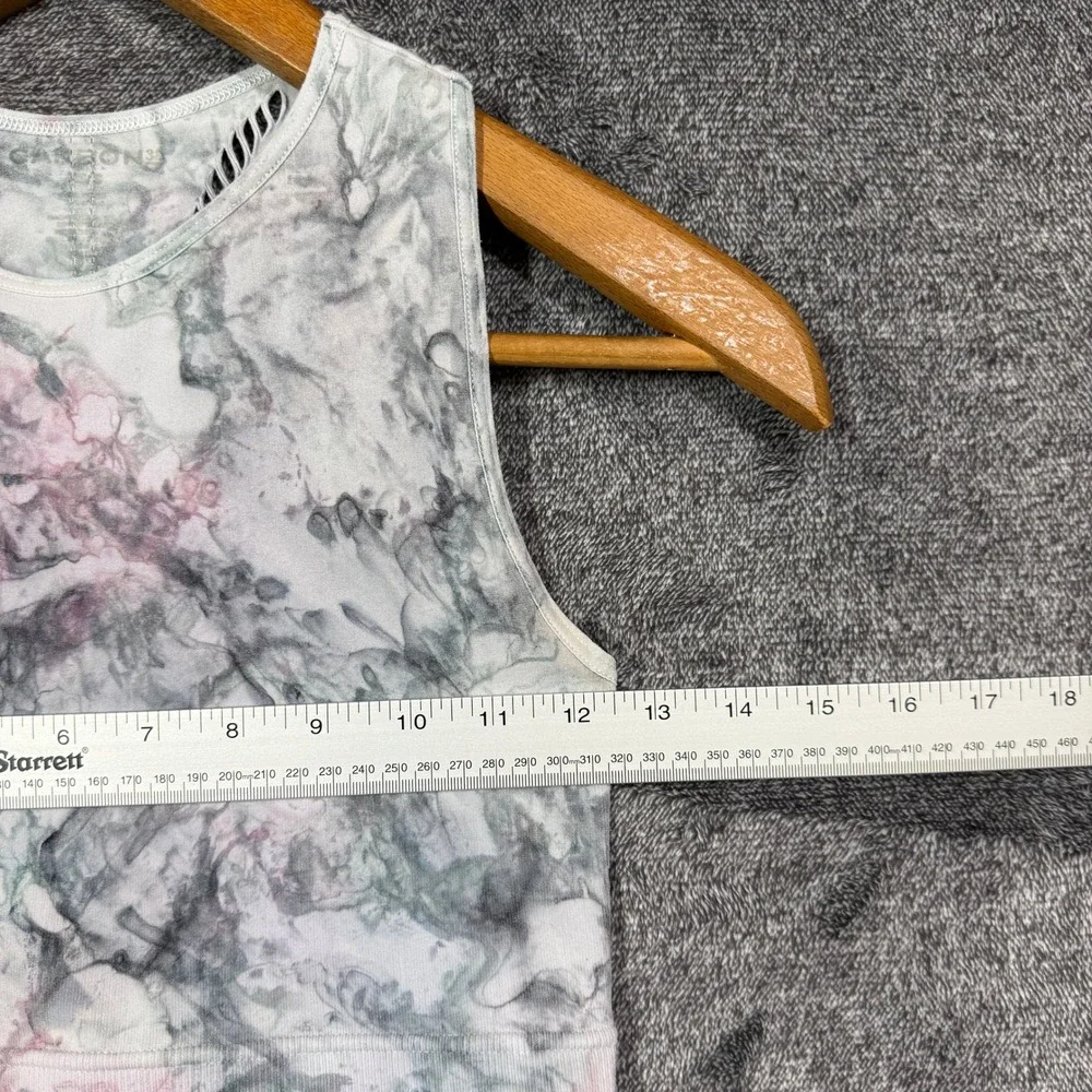 Carbon38 Tank Top‎ XS/S Marble Tie Dye Seamless Crop Pink Grey Laser Cut